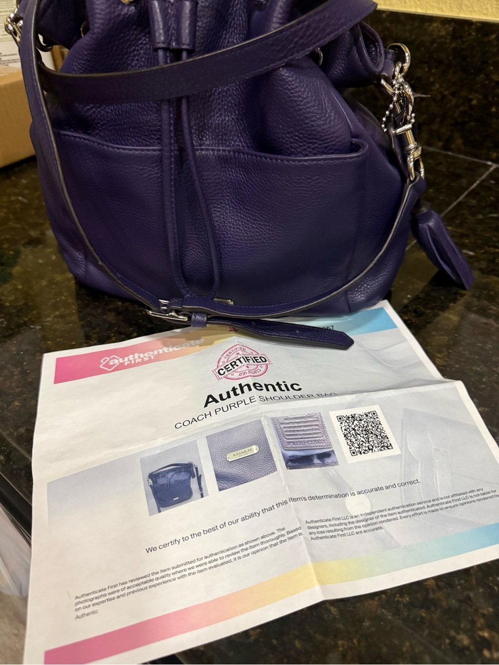 Coach 2-Way Purple Leather Drawstring Bucket Bag Shoulder Crossbody With COA - Picture 10 of 10